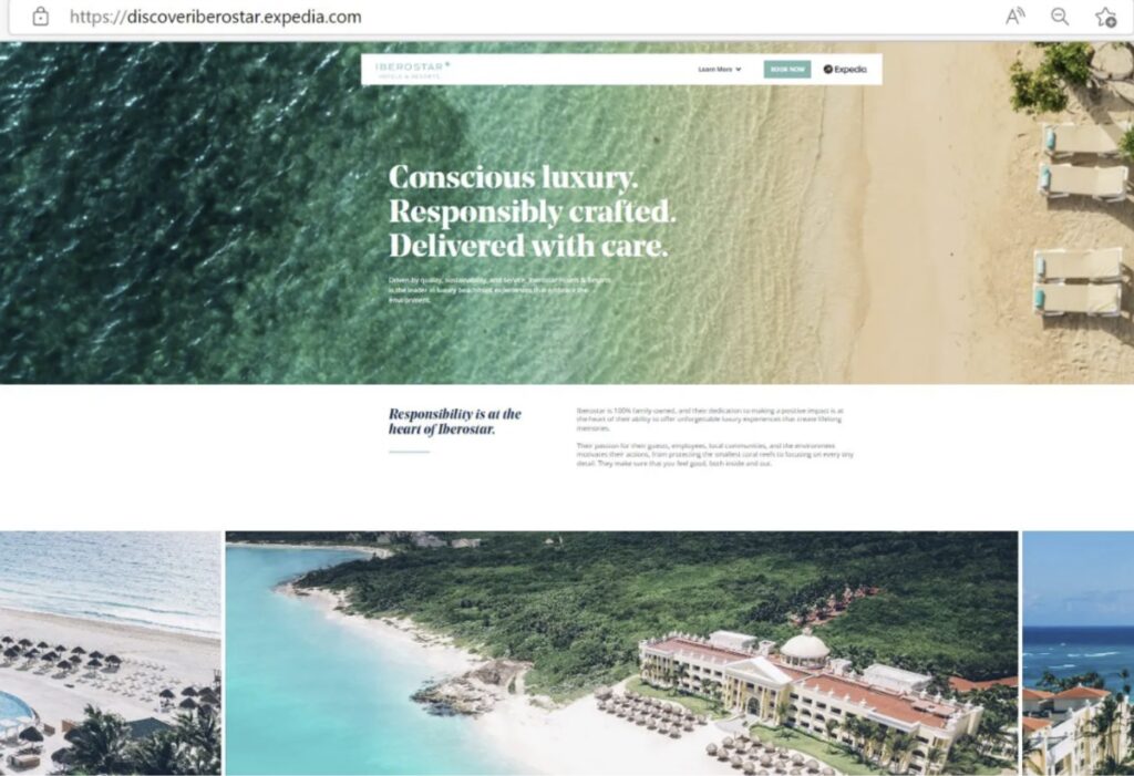 Custom landing page for a hotel marketing campaign 