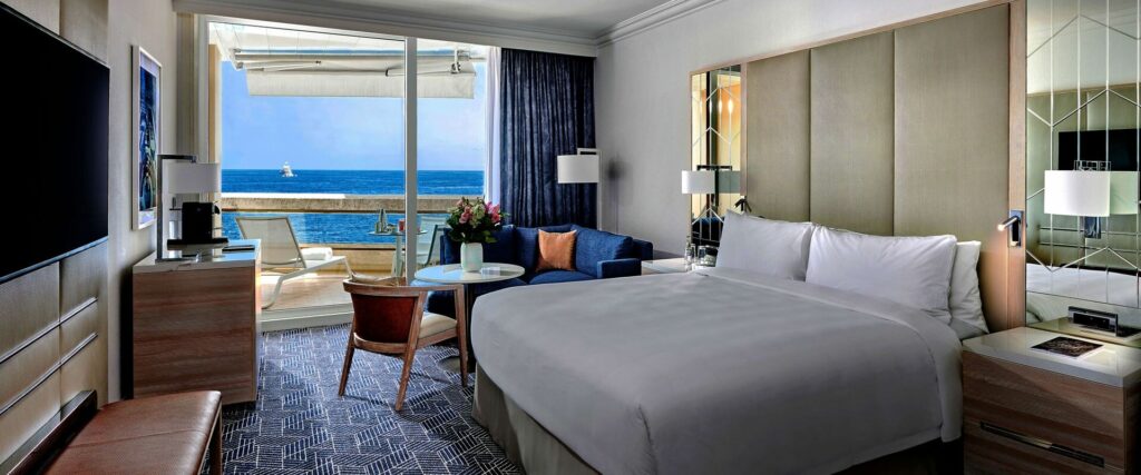 Fairmont Monte Carlo hotel room overlooking the water